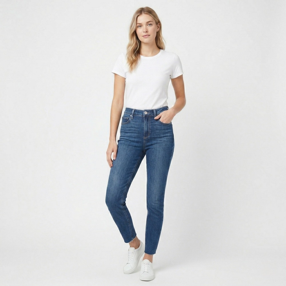 PAIGE Womens Jeans Hoxton Ankle 25 Blue High Rise Skinny Raw Hem Indigo